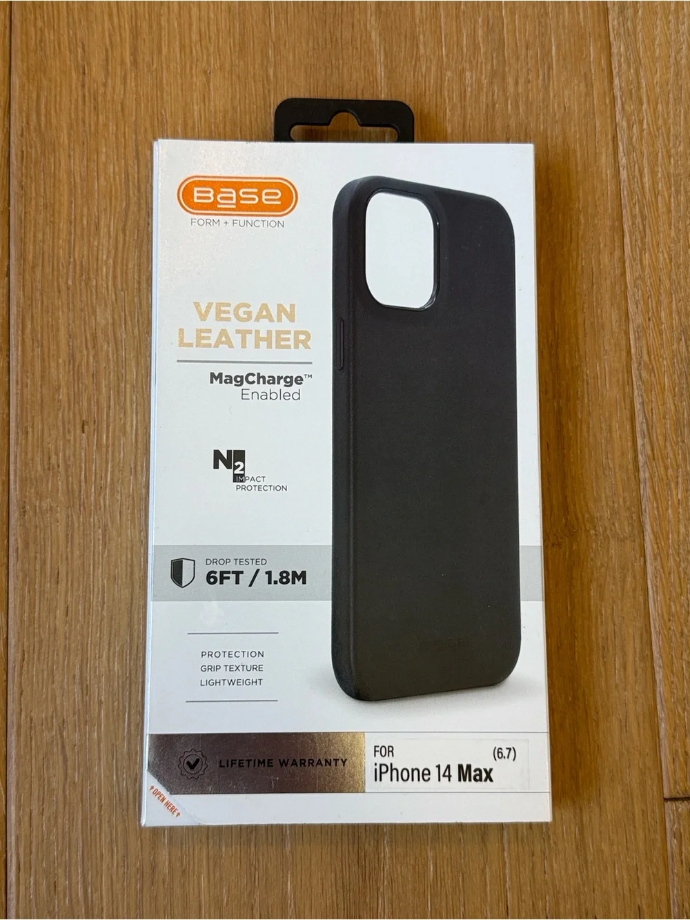 New Base Vegan Leather MagCharge Case for iPhone 14 Max Case Black Case